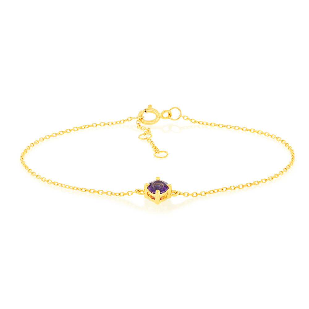 0.23 Carat Amethyst Adjustable Bracelet 17cm in 9ct Yellow Gold | Elegant Purple Gemstone Jewelry for Women | Perfect for Gifts, Weddings & Special Occasions