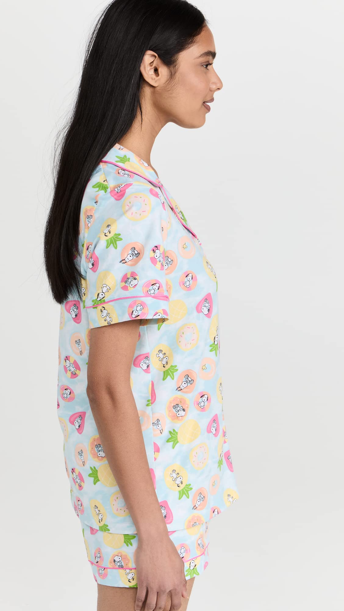 BedHead Pajamas Women's Classic Shorty PJ Set - Snoopy Print Sleepwear in Blue, Size XL (US 16) - Comfortable Lounge & Sleep Pajamas for Women, Perfect for Relaxing at Home or Vacation
