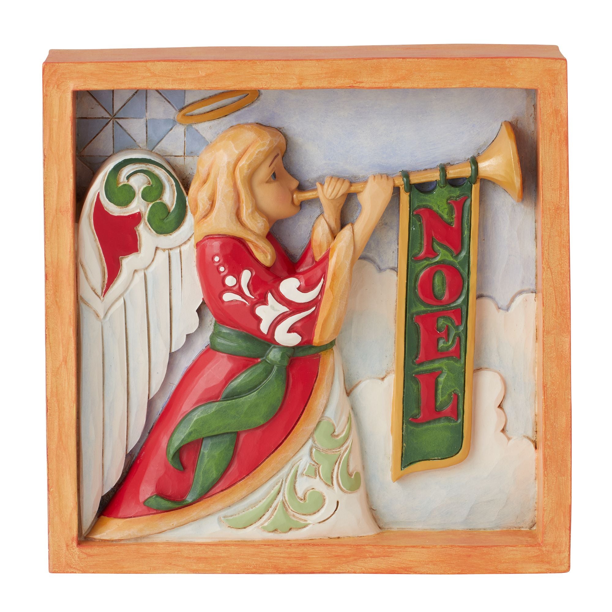 Angel with Trumpet Plaque - Elegant Religious Wall Decor for Home, Church & Gift Giving - Perfect for Christmas, Weddings & Spiritual Spaces