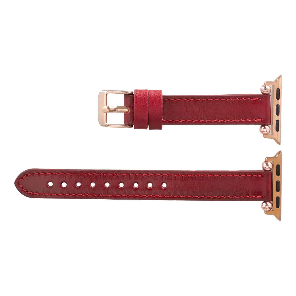 Premium Burnished Red Leather Ultra Slim Apple Watch Band – Stylish & Durable Replacement Strap for Workouts, Office & Everyday Wear