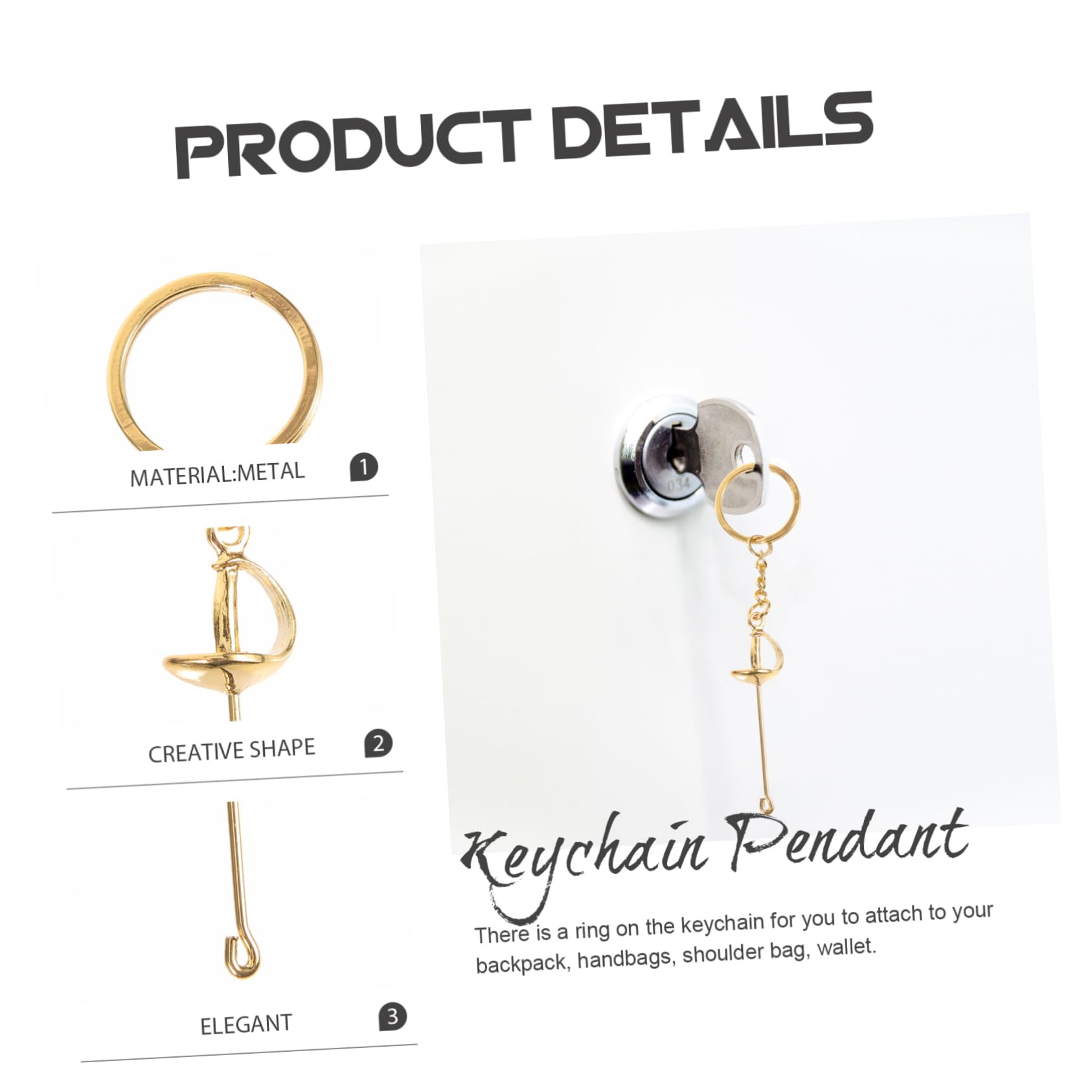 Outanaya 4-Piece Metal Sports Keychain Set - Gold Fencing & Athletic Key Rings - Perfect for Athletes, Coaches & Sports Enthusiasts - Ideal for Gifts, Gym Bags & Car Keys