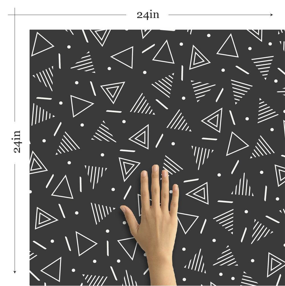 White and Charcoal Triangles Peel & Stick Removable Wallpaper - Self-Adhesive Geometric Pattern Wall Decor for Bedroom, Living Room, Nursery | Easy to Install & Remove