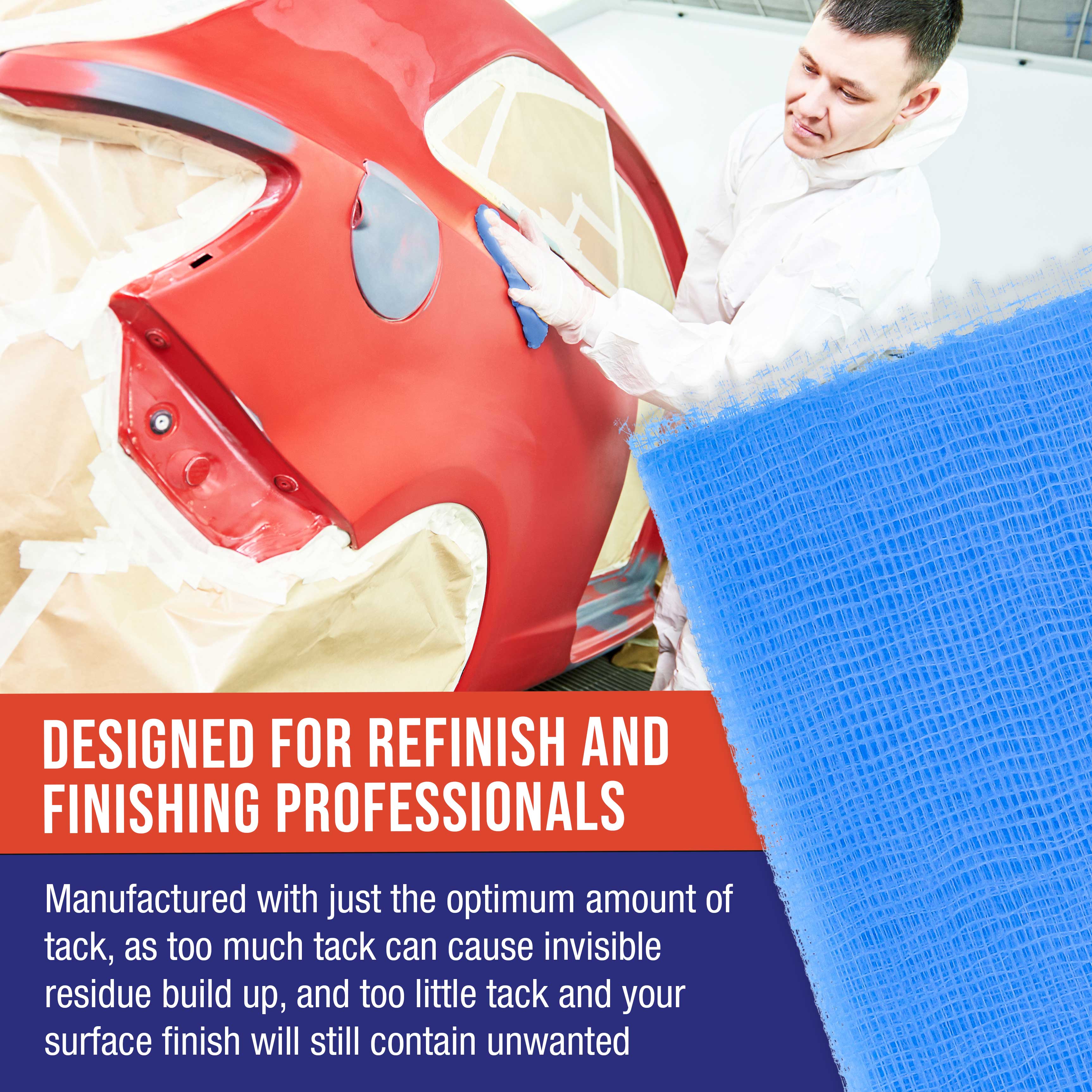 Pure Blue Superior Tack Cloths (Box of 6) - Professional Grade Automotive Tack Rags for Car Painters | Dust & Sanding Particle Remover, Surface Cleaner | Wax-Free, Silicone-Free & Anti-Static | Perfect for Auto Body Prep, Woodworking & Metal Finishing