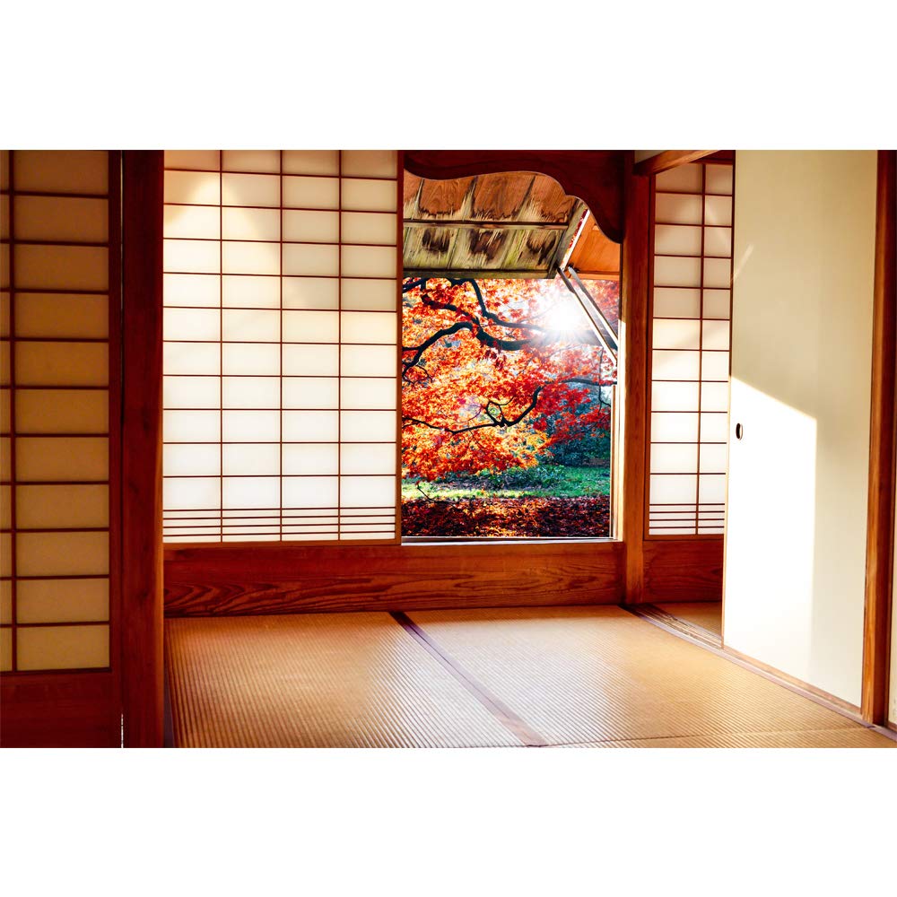 Japanese Style Grid Door View Wall Mural - Large Removable Peel and Stick Wallpaper (100x144 inches) - Perfect for Bedroom Decor, Living Room Accent Wall & Home Office Design