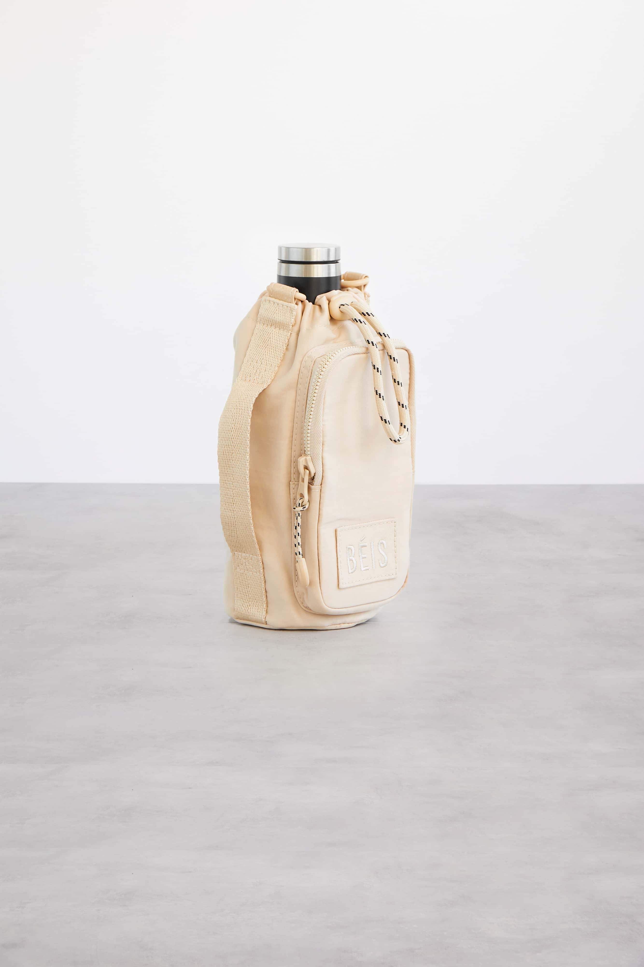 Premium Beige Water Bottle Sling - Lightweight & Adjustable Hydration Carrier for Hiking, Gym & Outdoor Activities