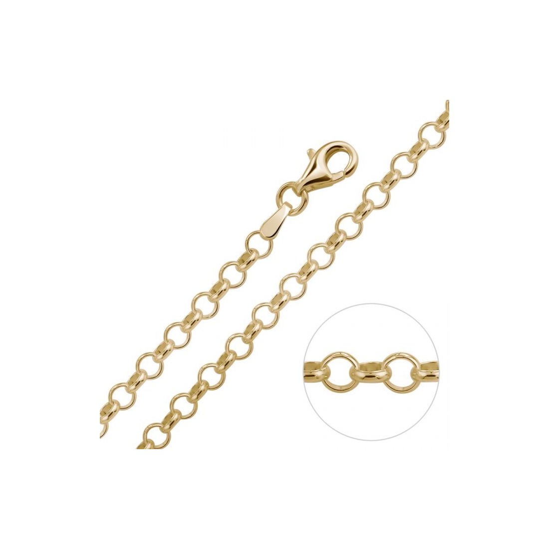 2.06MM 030 Yellow Gold Rolo Chain - .925 Sterling Silver Necklace in 16