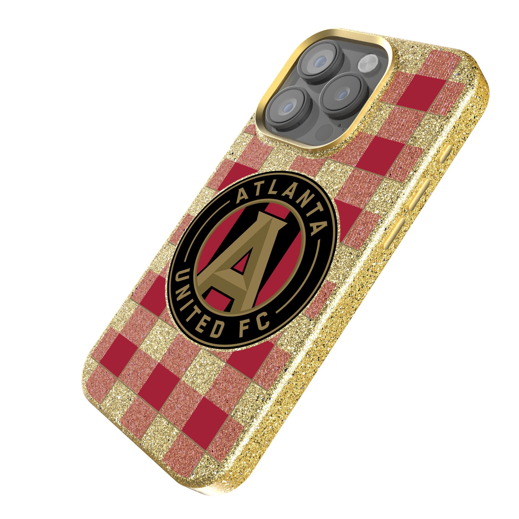 Atlanta United FC Plaid Bling Phone Case for iPhone & Samsung - Stylish Glitter Protective Cover for Soccer Fans - Perfect for Game Days & Everyday Use