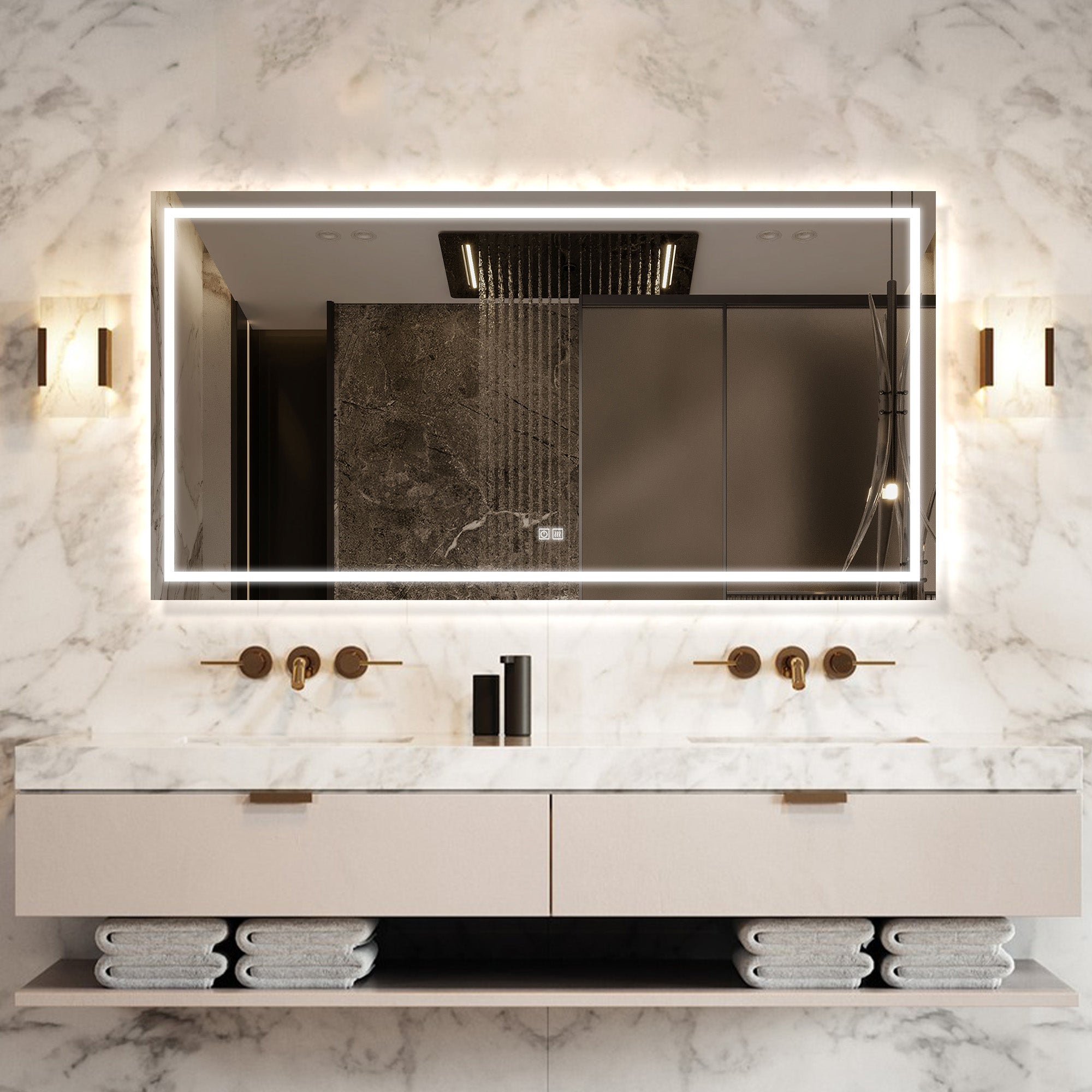 Custom Polaris LED Mirror with Adjustable Backlight - Perfect for Vanity, Bathroom, and Makeup Room Decor