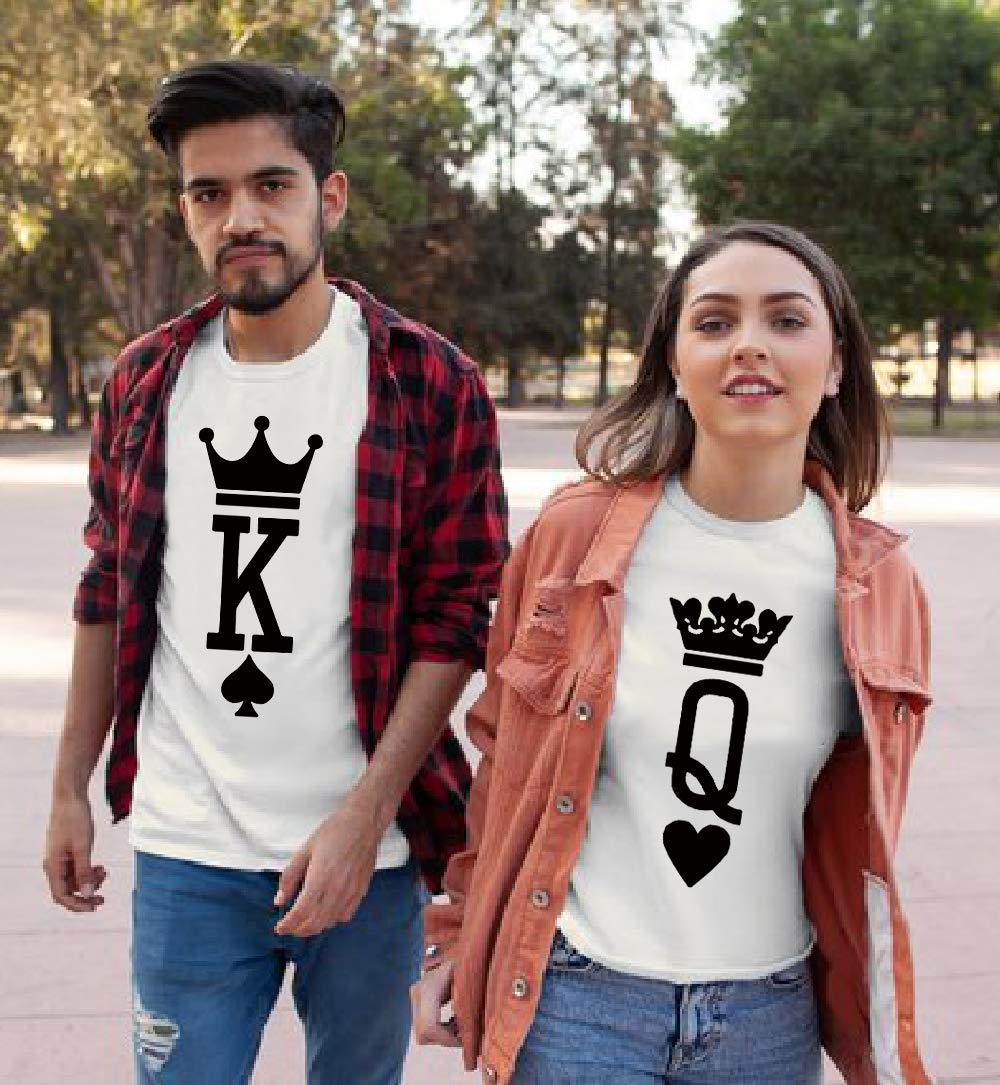 King and Queen Matching Couple T-Shirts - His & Her Valentine's Day Shirts for Couples - Perfect for Anniversaries, Date Nights, and Romantic Gifts