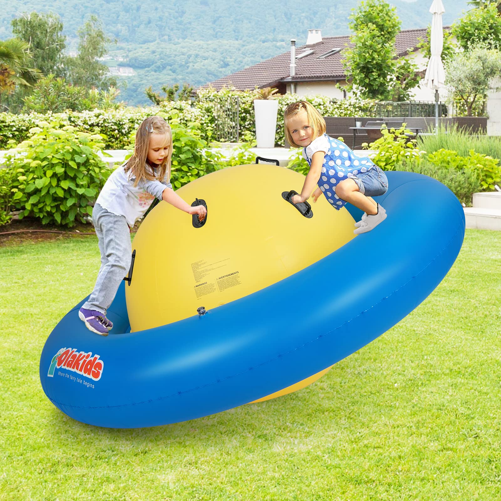 OLAKIDS 8FT Inflatable Dome Rocker Bouncer for Kids - Giant Outdoor Roll & Play Seesaw with 6 Secure Handles (Supports Up to 250 LBS) - Perfect for Backyard, Birthday Parties, and Indoor Playrooms