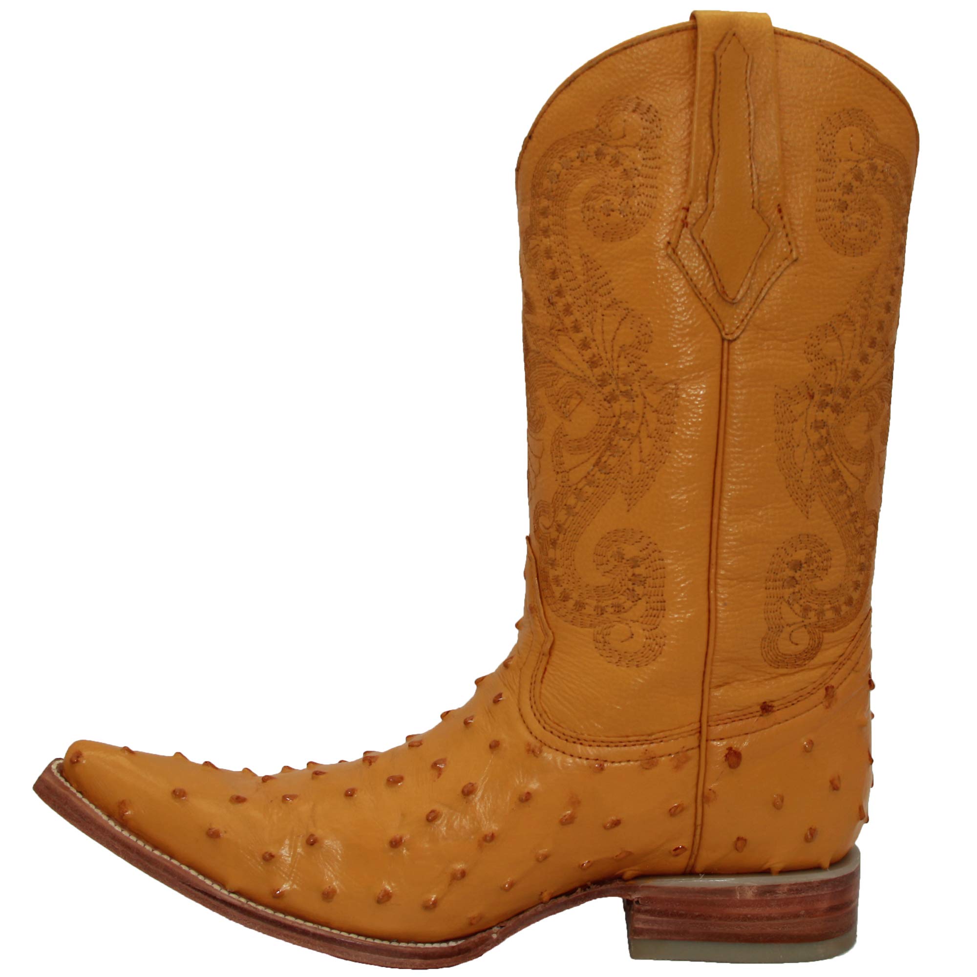 Men's Genuine Leather Cowboy Boots with Embossed Ostrich Quill Print - Western Style Riding Boots for Country Music Festivals & Rodeo Events