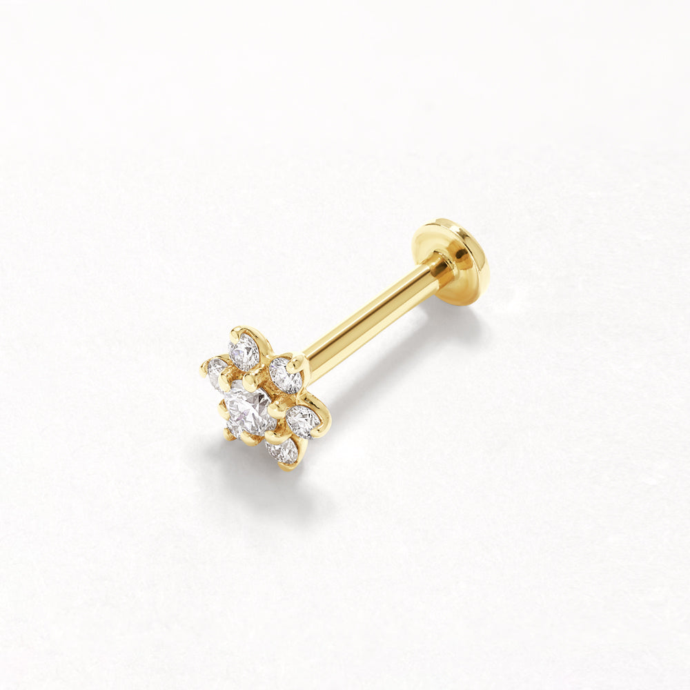 10k Gold Lab-Grown Diamond Flower Helix Single Stud Earrings - Perfect for Everyday Wear, Gifts & Special Occasions