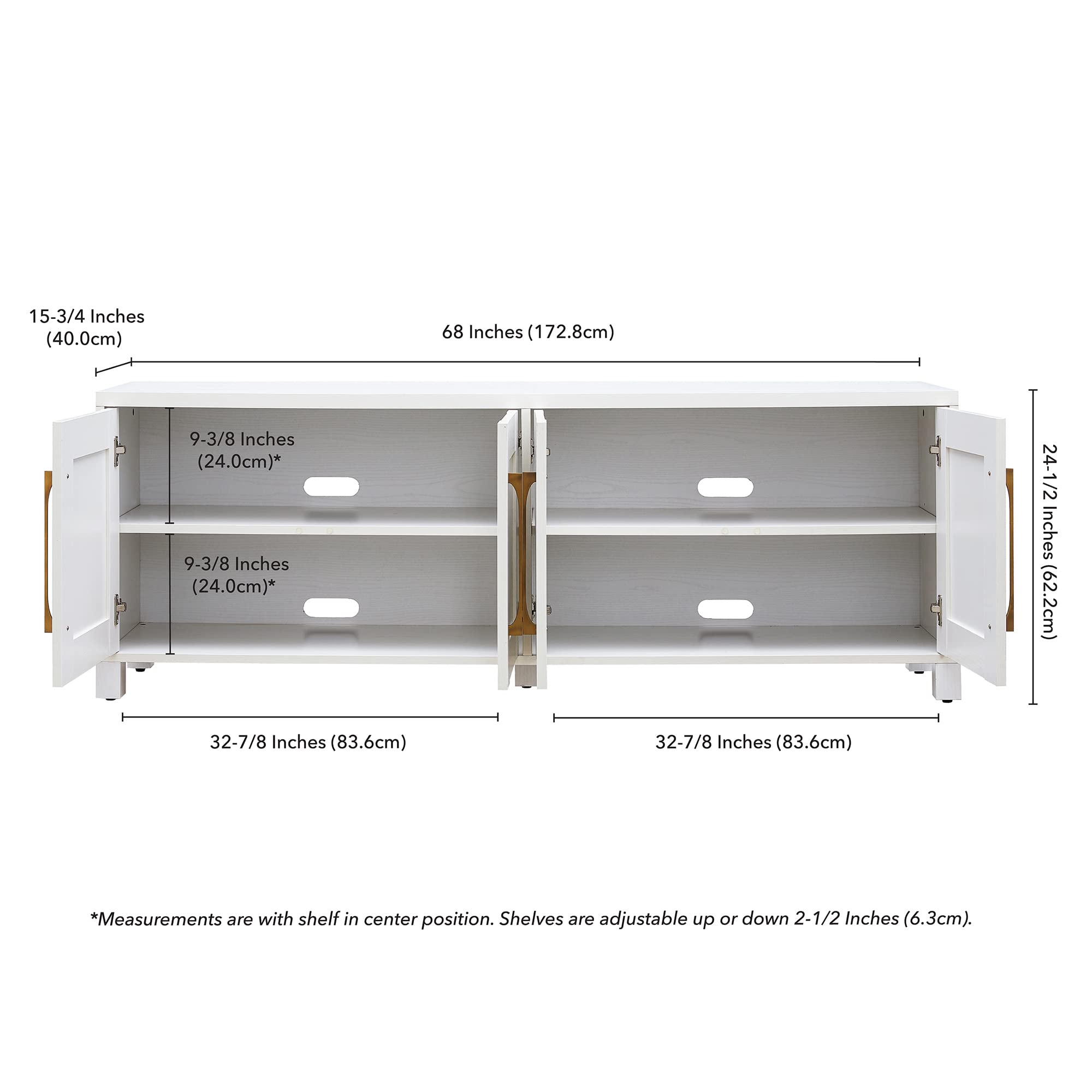 Henn&Hart 80 Inch White Rectangular TV Stand - Modern Entertainment Center for Living Room, Home Theater & Gaming Setup