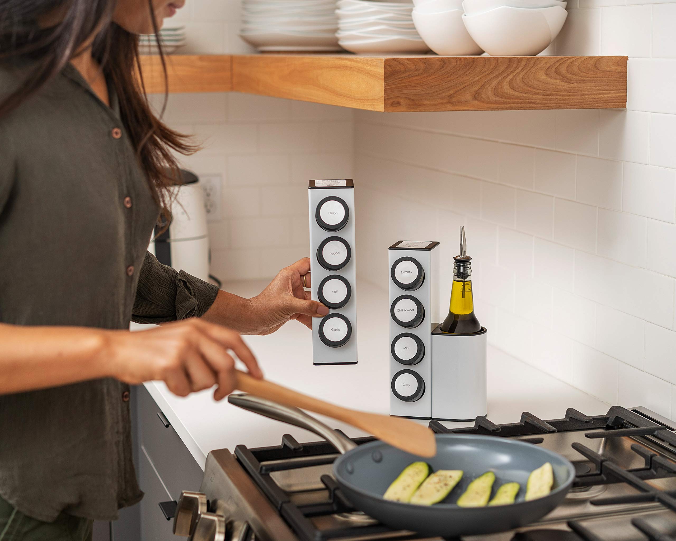 Prepdeck Chef Caddy Spice Rack Organizer with Seasoning & Oil Storage - Includes Spice Labels & Blank Labels for Kitchen Counter Organization - Perfect for Home Chefs & Cooking Enthusiasts
