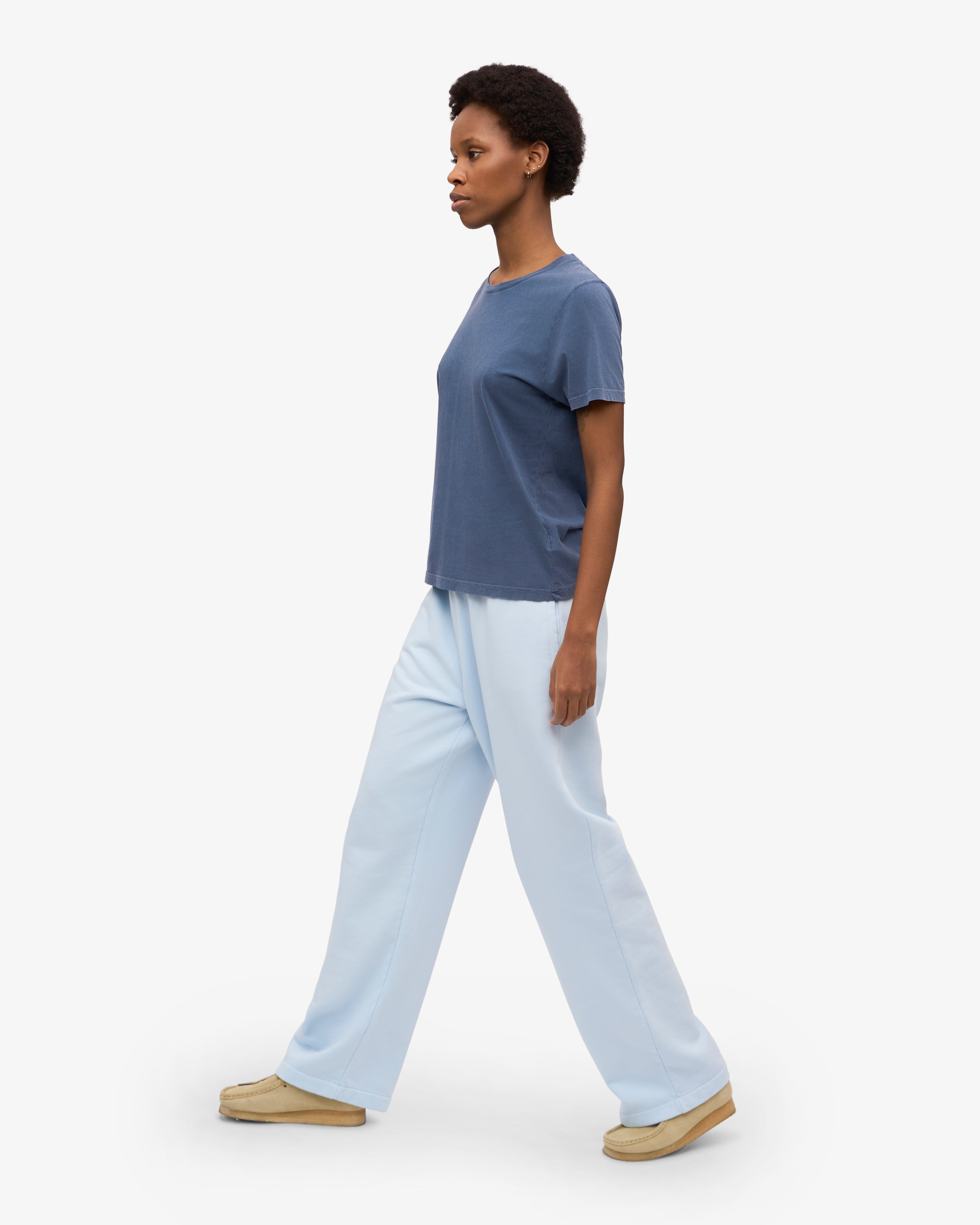 Organic Straight Leg Sweatpants for Women - Soft Polar Blue Lounge Pants - Perfect for Yoga, Running & Home Relaxation