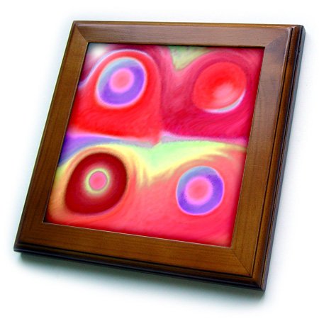 3D Abstract Red and Purple Suns and Planets Framed Tile - 8x8 Inch Wall Art for Home & Office Decor | Perfect for Living Room, Bedroom, or Gift Idea
