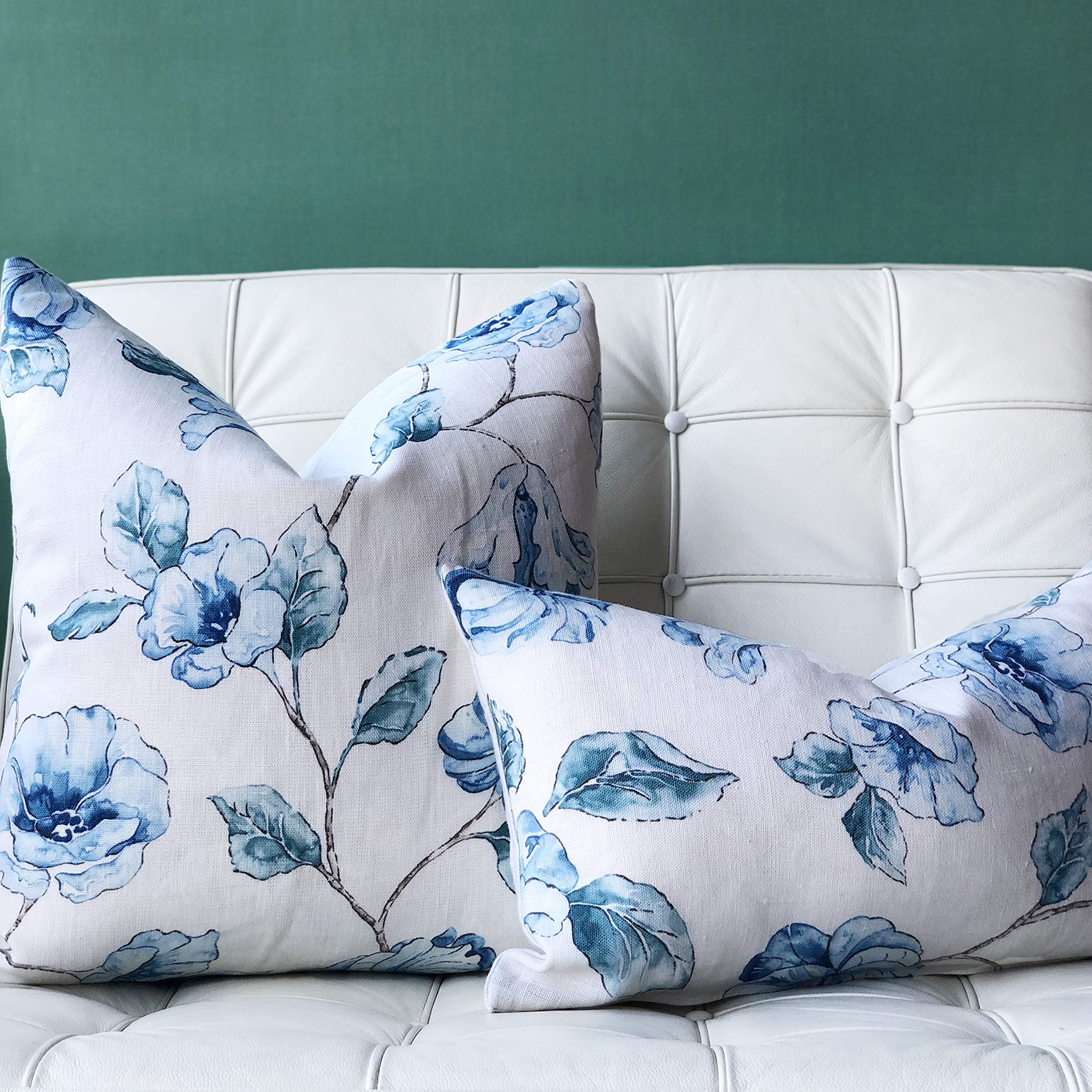 Blue Lily Linen Throw Pillow 20x20 - Soft Decorative Cushion for Sofa, Bed & Home Décor