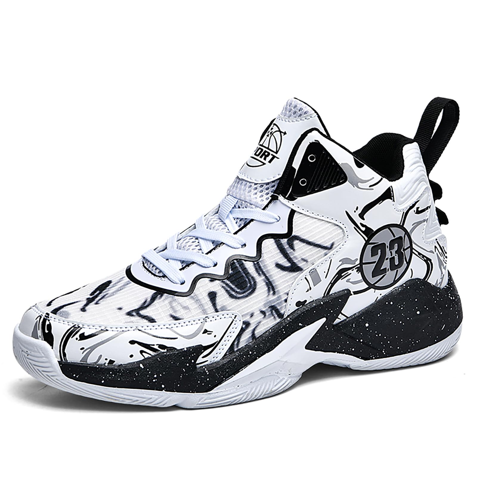 **Men's & Women's Breathable No-Slip Basketball Shoes - Fashion Graffiti Training Sneakers for Outdoor Sports & Gym Workouts**