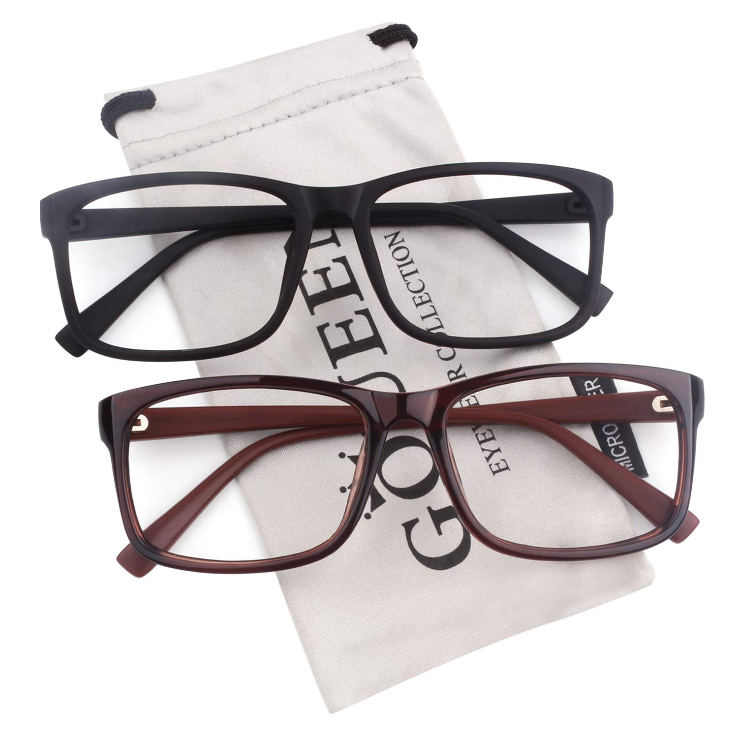 GQUEEN Clear Non-Prescription Eyeglasses - Trendy Rectangular Frame for Men & Women - Perfect for Reading, Fashion Accessory, or Office Wear
