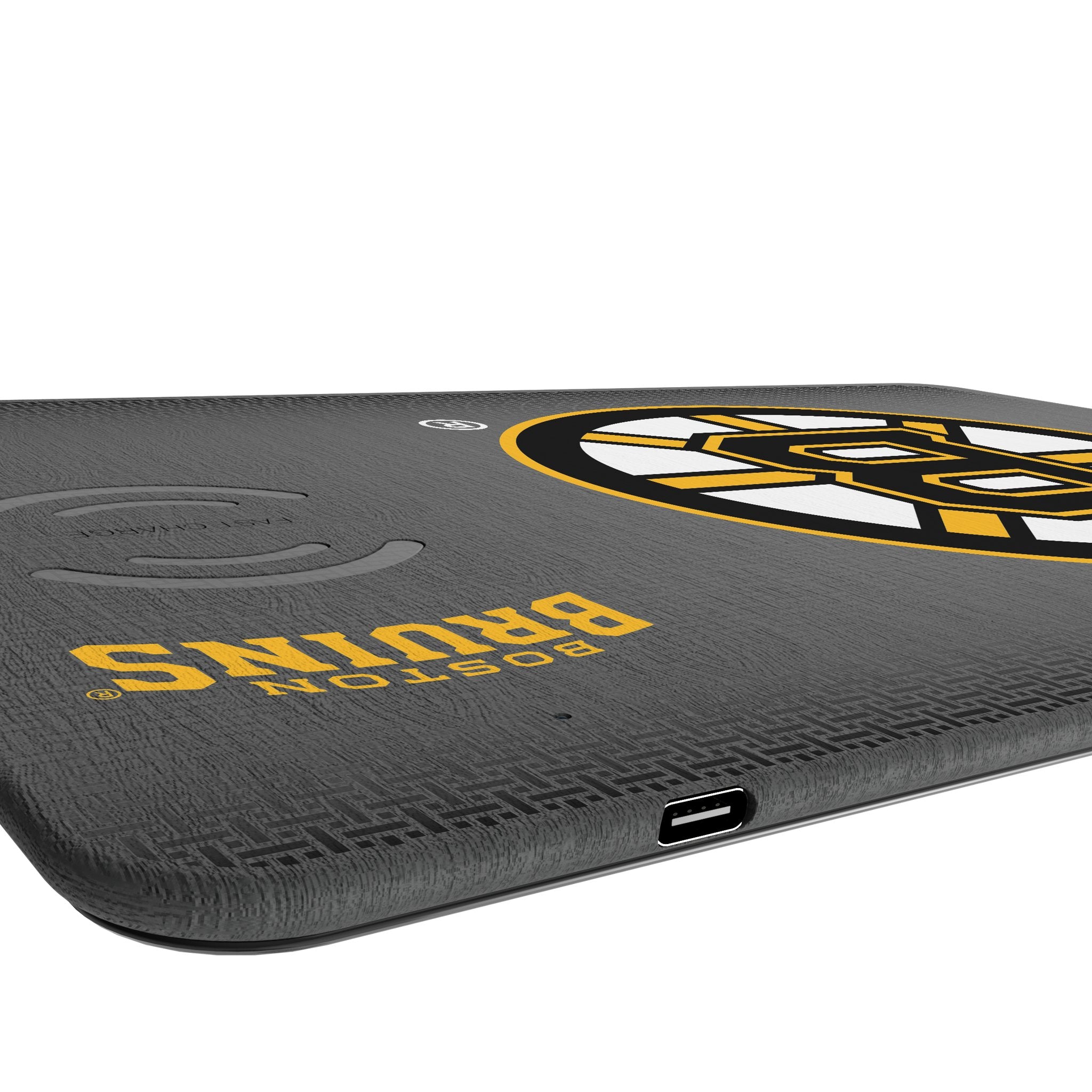 Boston Bruins Linen 15W Fast Wireless Charger & Mouse Pad - Perfect for Office, Gaming & Home Desk Setup