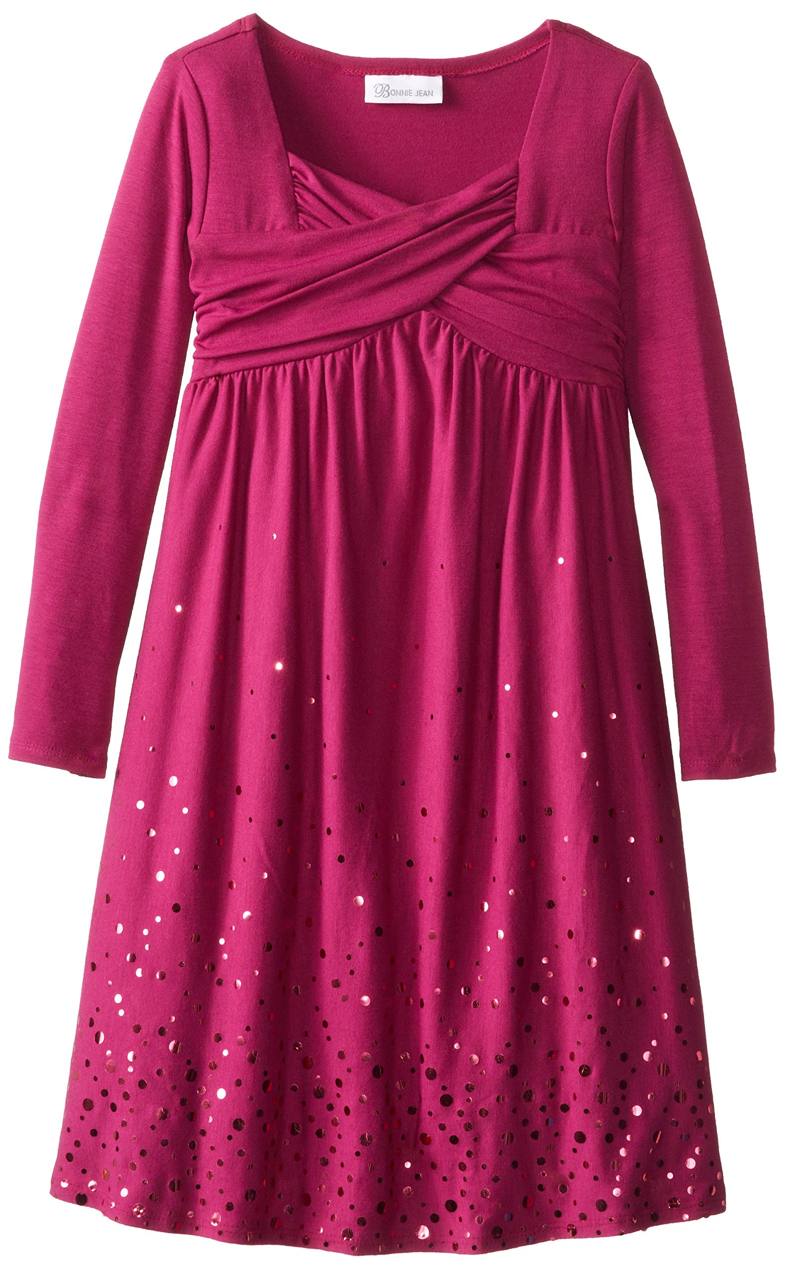 Bonnie Jean Girls' Sparkle Knit Dress with Crossover Neckline - Elegant Party Wear for Special Occasions, Holidays & Family Gatherings