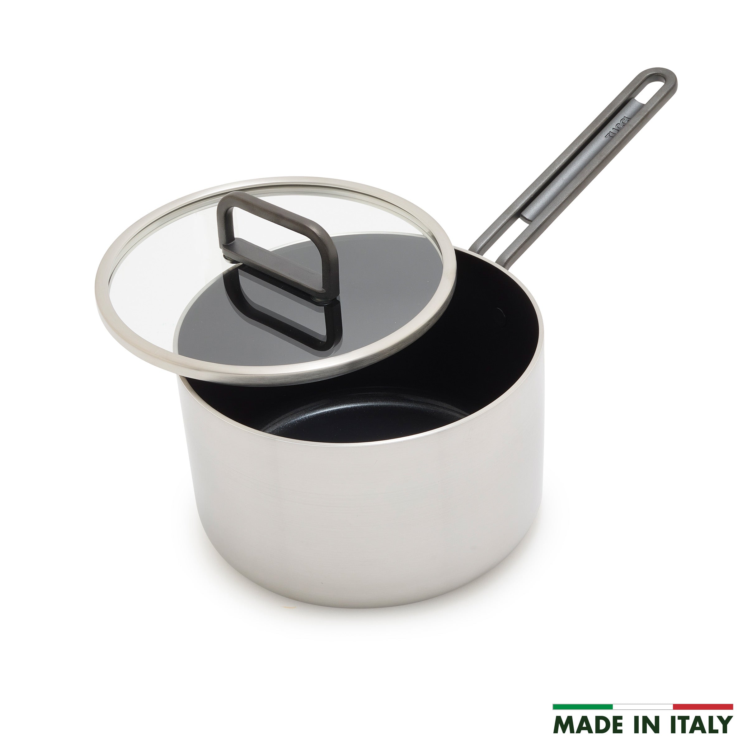 Stanley Tucci™ Stainless Steel Ceramic Nonstick 4 Quart Saucepan with Lid - Durable Cookware for Boiling, Simmering & Cooking Soups, Pasta & Sauces | Perfect for Home Kitchen & Professional Chefs