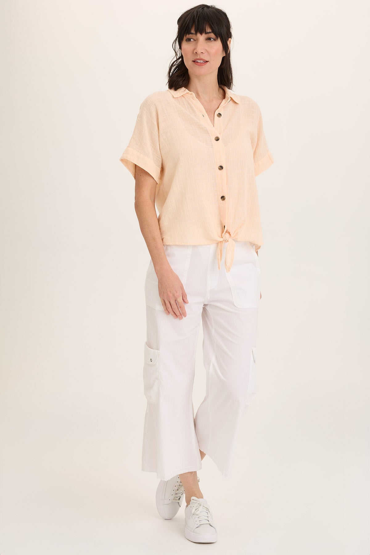 Femke Stretch Poplin Cargo Crop Pants for Women - Comfortable High Waist Utility Pants for Casual Wear, Hiking & Outdoor Activities