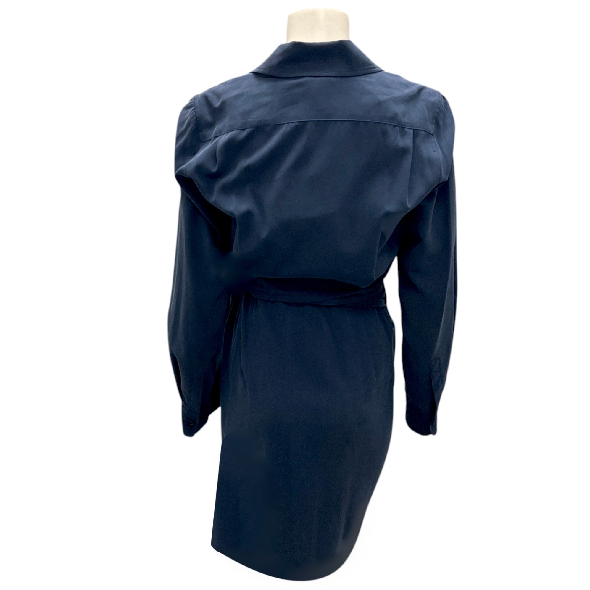Max Mara Navy Blue James Silk Wrap Dress for Women - Elegant Evening & Cocktail Party Wear - Perfect for Weddings, Date Nights & Special Occasions