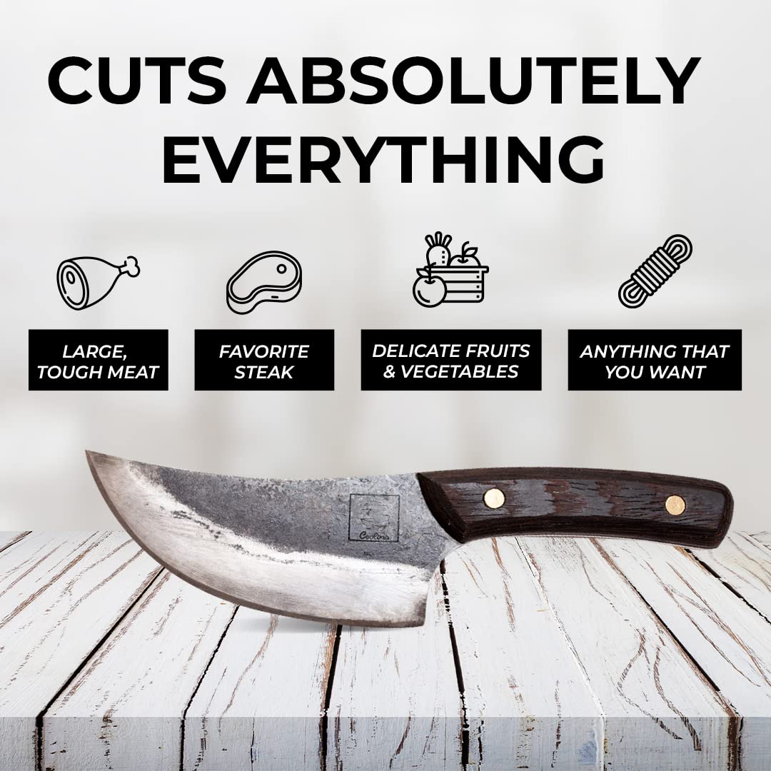 COOLINA Altomino Handmade Butcher Knife - 5.7-inch Manganese Steel Blade, Hand-Forged Chinese Cleaver for Meat Cutting, Deboning & Kitchen Prep | Perfect for Professional Chefs & Home Cooking