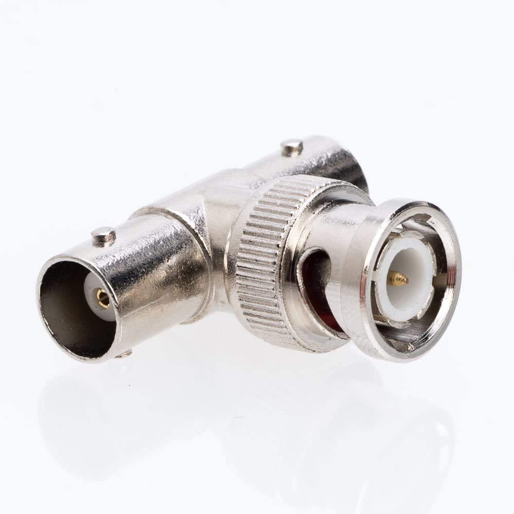 MaK WOrLD® BNC Male to 2 BNC Female T-Connector Splitter Adapter for CCTV, Video Surveillance & RF Signal Distribution
