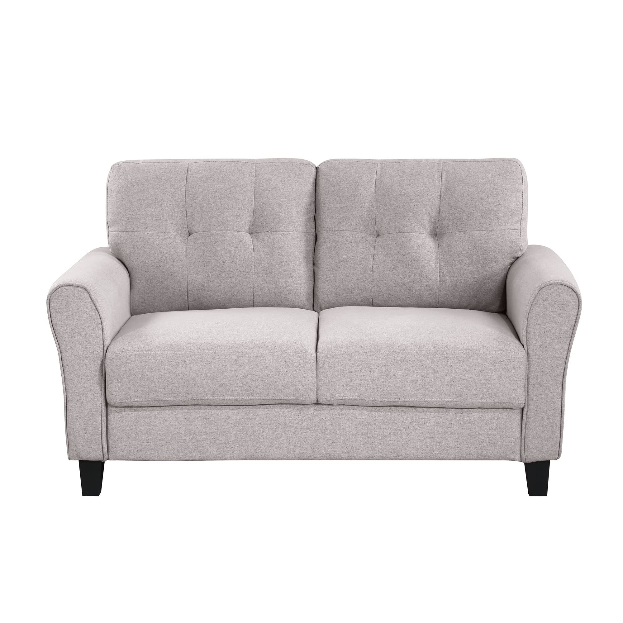 Kevinplus Modern Linen Loveseat Sofa - 2-Seat Light Grey Upholstered Couch for Living Room, Home & Office - Perfect for Small Spaces, Apartments & Cozy Reading Nooks