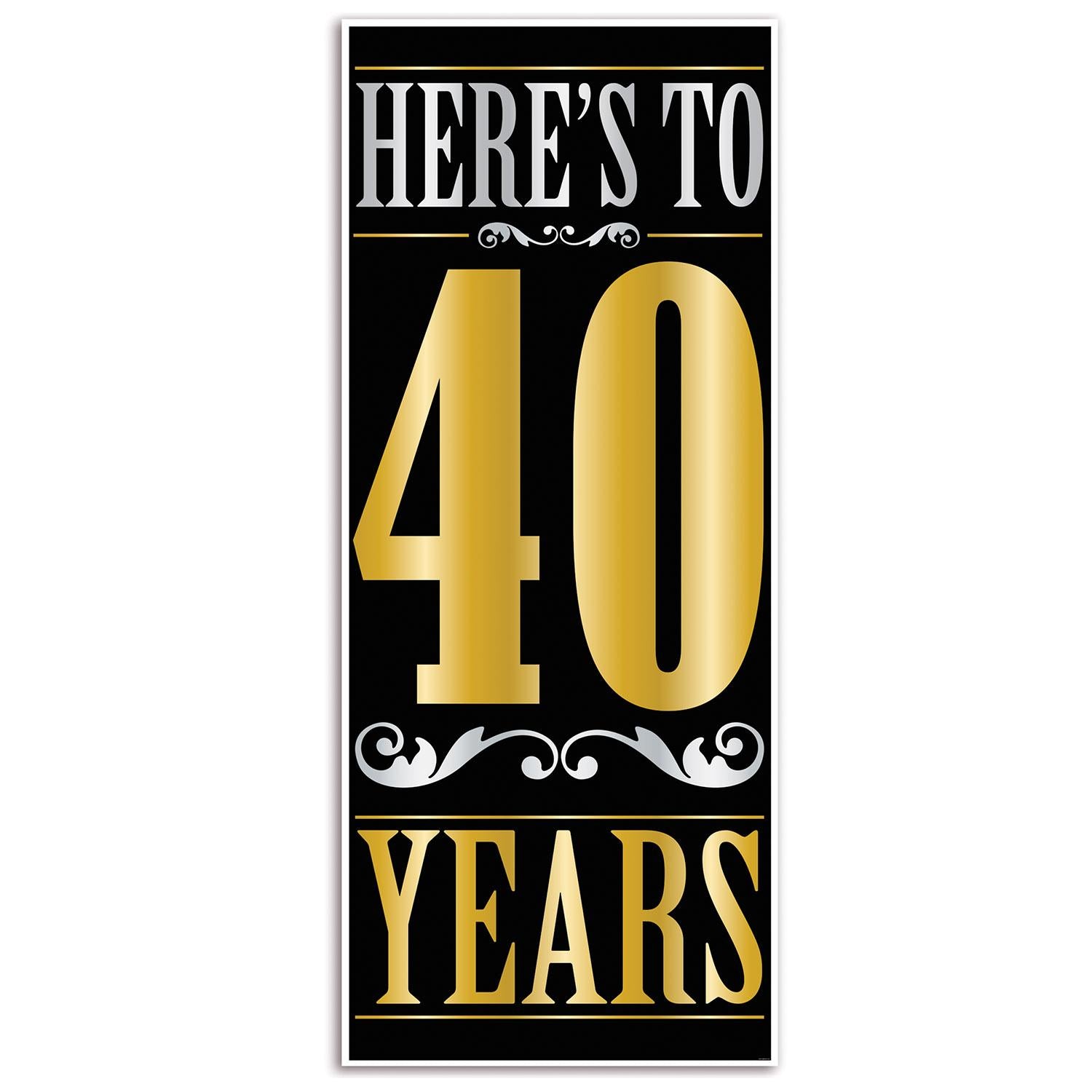 Beistle 12-Pack 'Here's To 40 Years' Birthday Door Covers - Perfect for 40th Birthday Party Decorations & Milestone Celebrations