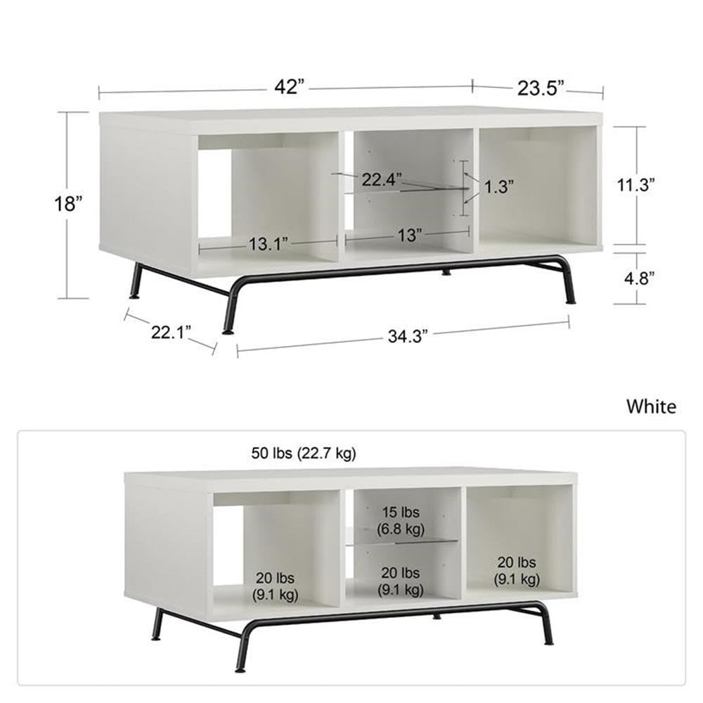 Ameriwood Home Melbourne White Coffee Table - Modern Living Room Furniture for Small Spaces, Home Decor, and Entertainment Centers