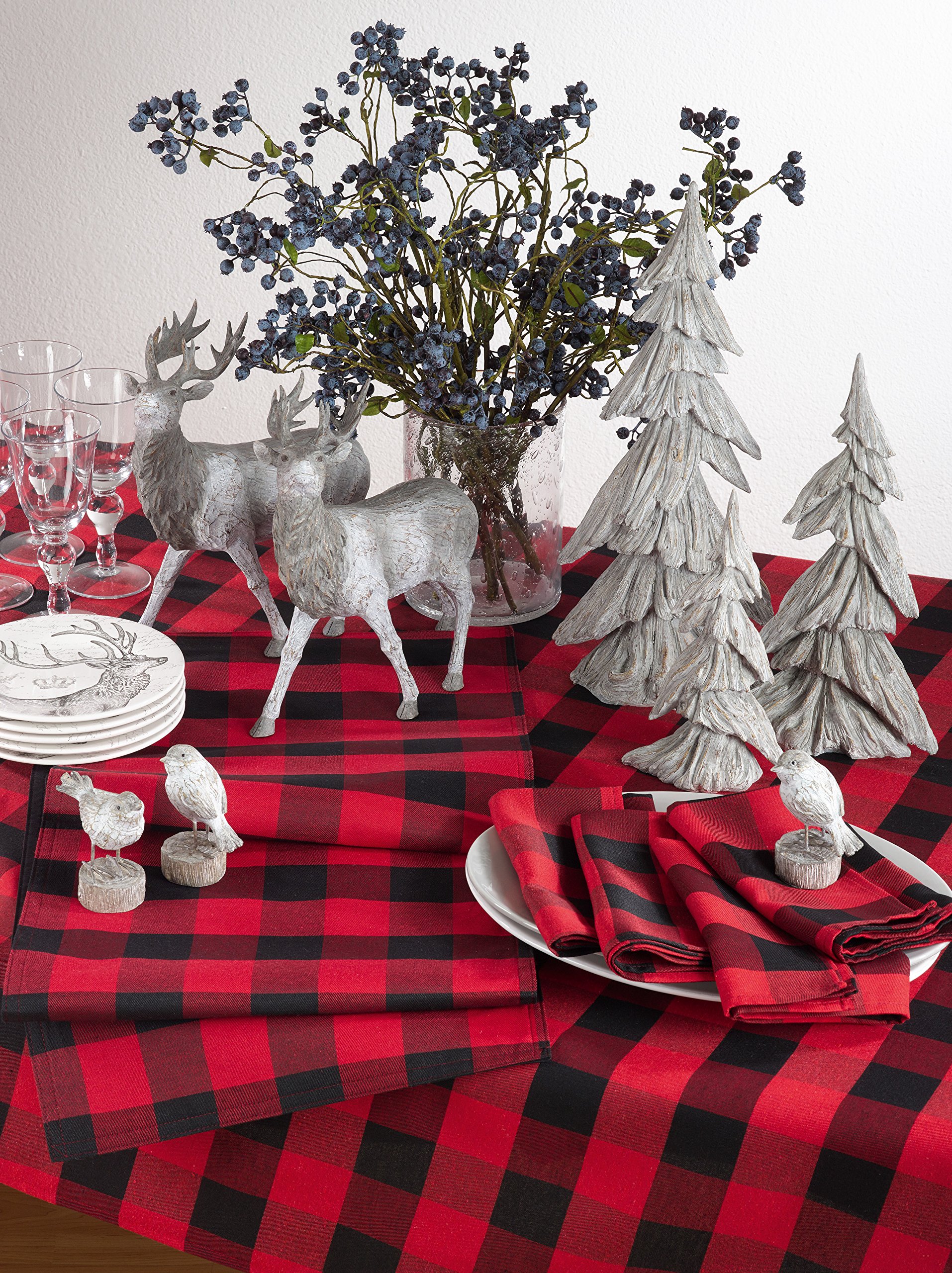 Premium SARO LIFESTYLE Cotton Blend Buffalo Plaid Tablecloth - 70