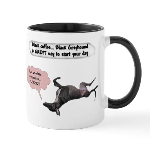 White/Black Inside - Black Coffee Black Snoozin' Greyhound Mug