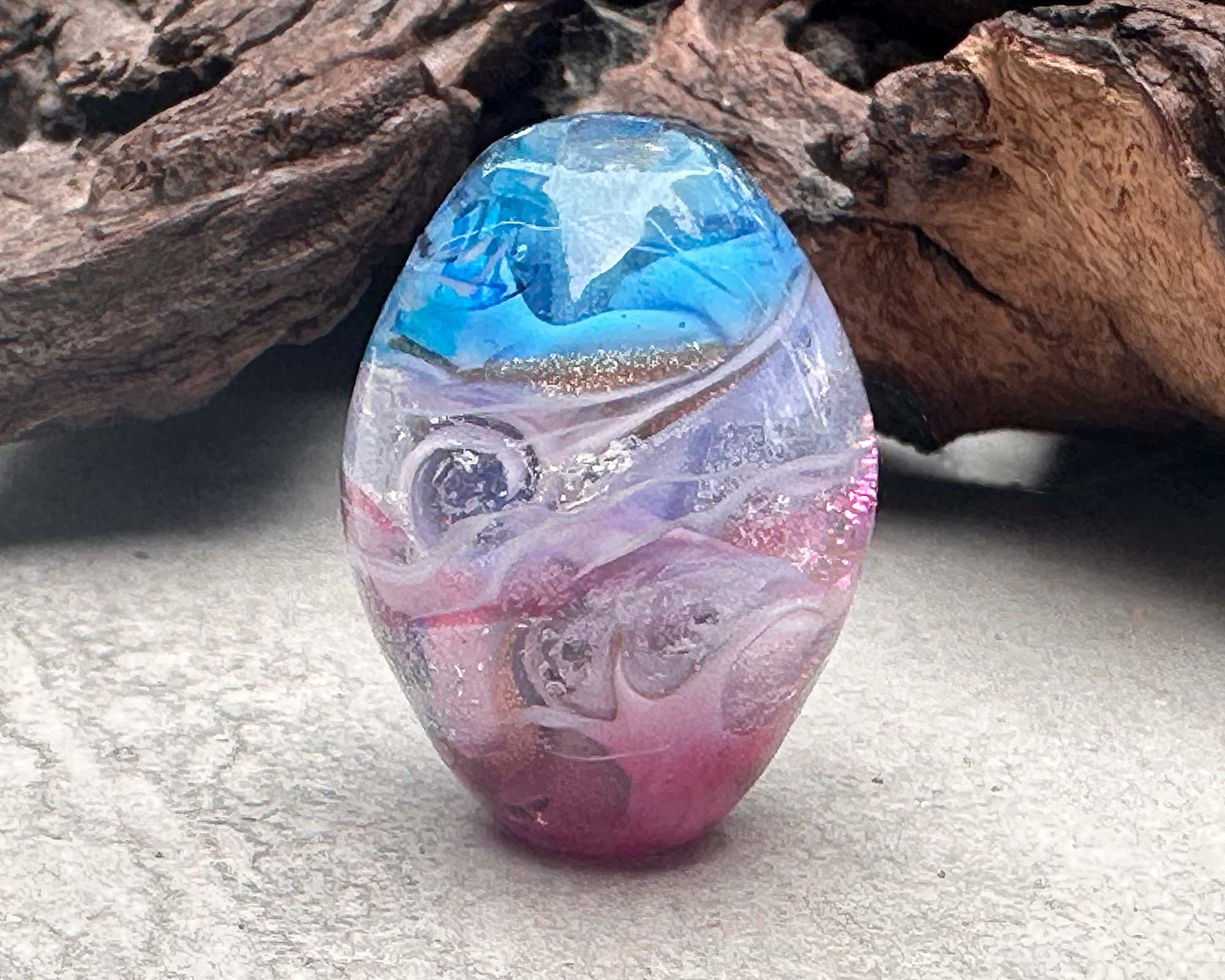 Dichroic Glass Lampwork Focal Bead for Jewelry Making - Cotton Candy Color Handmade Art Bead - Perfect for Necklaces, Bracelets & DIY Craft Projects