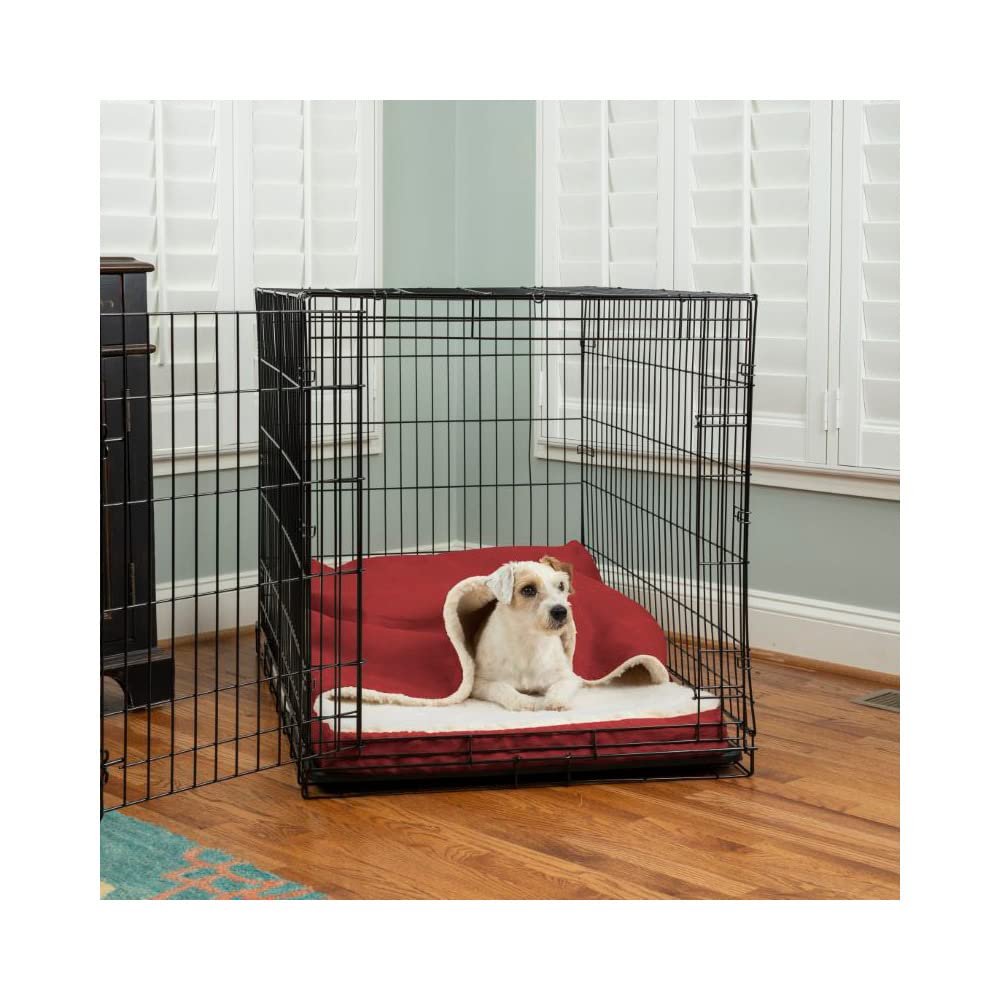 Snoozer Cozy Cave Crate Pet Bed with Memory Foam - Small Red Dog Bed for Small Breeds - Perfect for Crates, Travel & Home Comfort