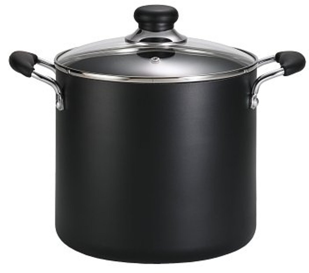 T-fal 8 Quart Nonstick Soup Pot - Dishwasher Safe, Stock Pot for Cooking, Charcoal Black - Perfect for Soups, Stews, and Large Family Meals