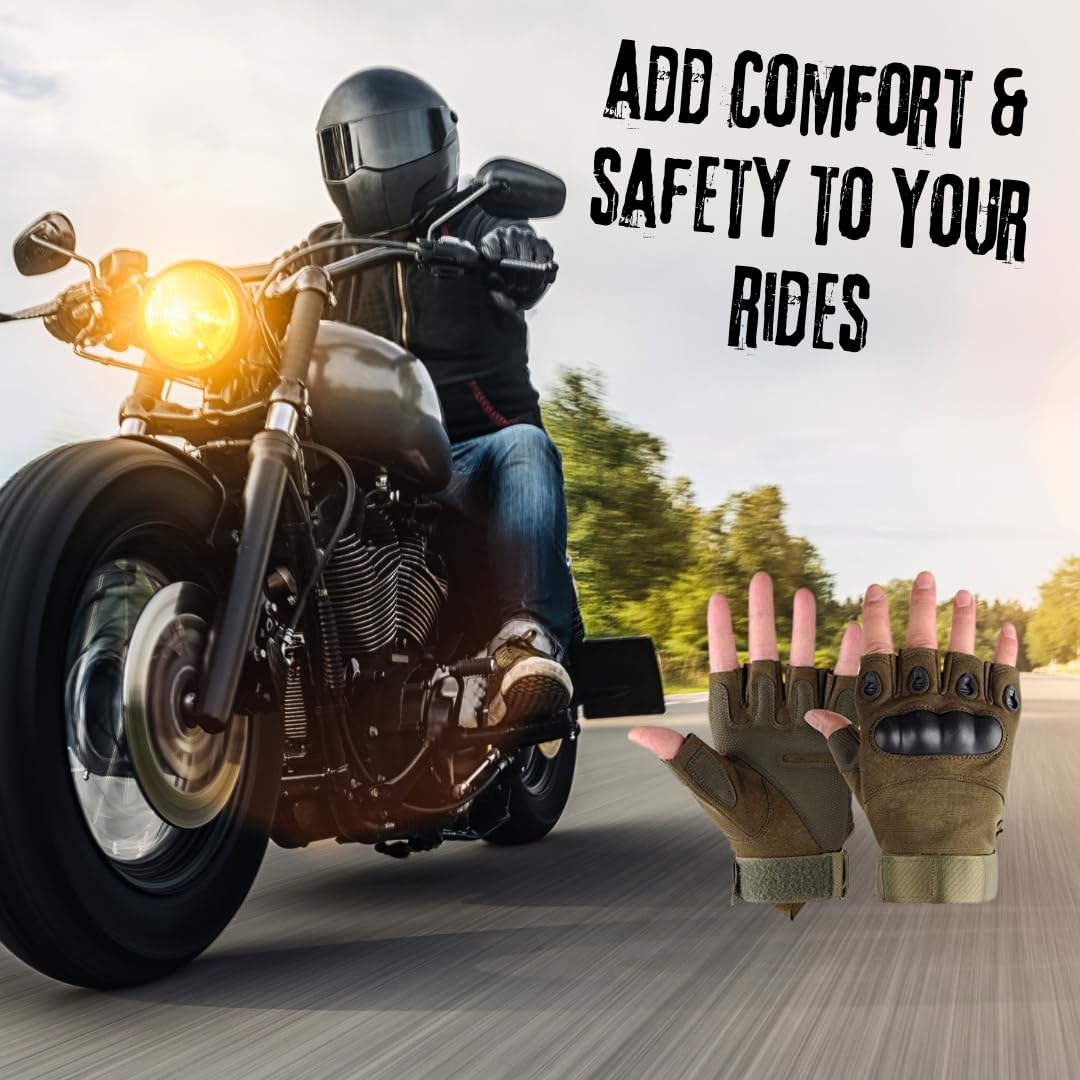 Boundless Performance Fingerless Knuckle Tactical Gloves - Breathable & Durable for Motorcycle Riding, Hiking, Tactical Shooting, Hunting & Outdoor Adventures | Perfect for Airsoft, Cycling & Winter Sports | Ideal for Cold Weather Protection & Grip Enhancement