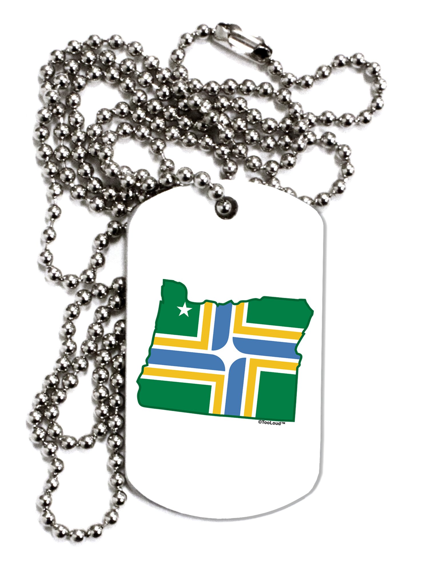 TOOLOUD Portland Oregon Flag Dog Tag Chain Necklace for Men & Women - Perfect for Pet Lovers, State Pride & Patriotic Fashion Accessories