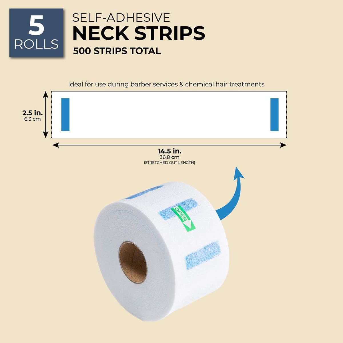 Professional Barber Neck Strips - Disposable White Salon Neck Ruffle Roll Paper for Hair Cutting & Grooming (Pack of 5) - Ideal for Barbershops, Salons & Personal Use at Home