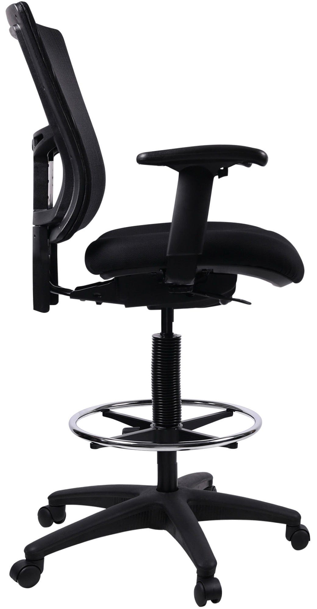 Lorell Mesh Back Drafting Chair with Chrome Footring - Adjustable Ergonomic Office Chair for Architects & Designers [LLR43100] | Perfect for Home Office, Studio & Drafting Table Workspaces