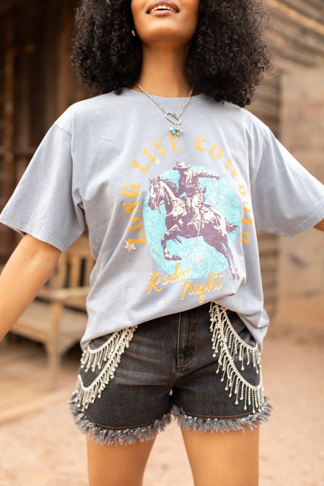 Long Live Cowboys Grey Zutter Graphic Tee - Vintage Western Style T-Shirt for Men | Perfect for Casual Wear, Country Concerts & Rodeo Events