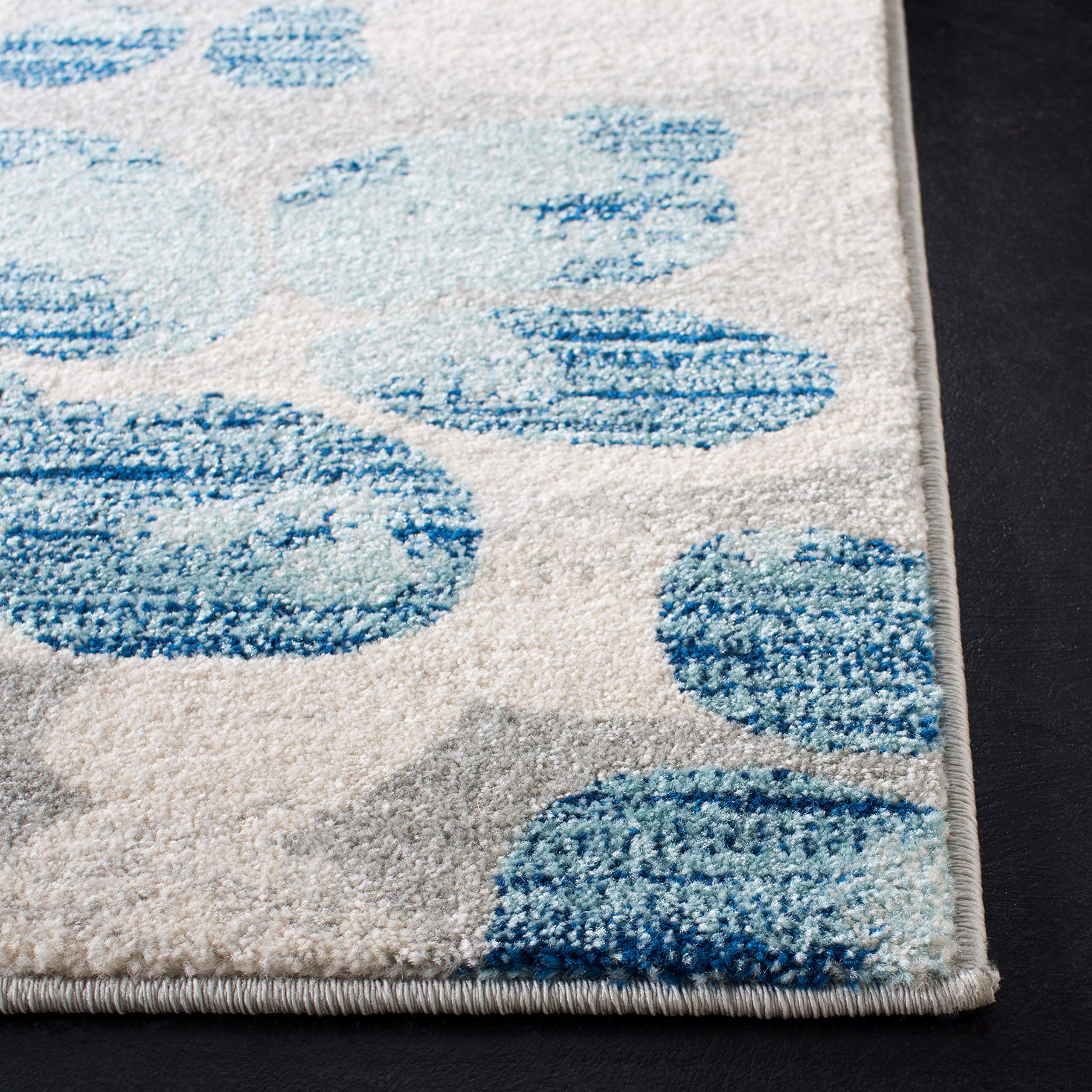 SAFAVIEH Evoke Collection 8' x 10' Floral Area Rug - Soft Non-Shedding, Grey & Light Blue (EVK236J) for Living Room, Bedroom, Dining & Home Office Decor