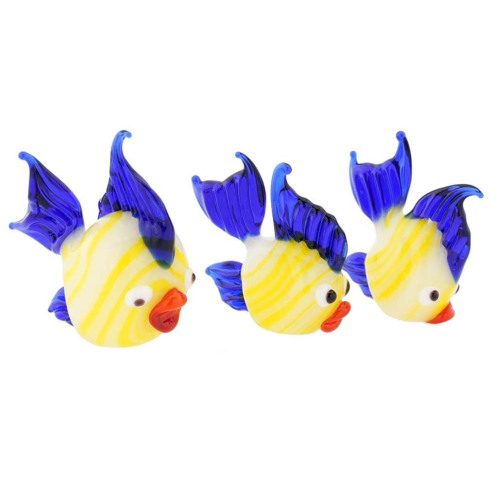 Authentic Murano Glass Fish Family Sculpture - Handmade in Venice Italy - Elegant Home Decor & Gift for Collectors | Perfect for Living Room, Office, or Wedding Centerpiece