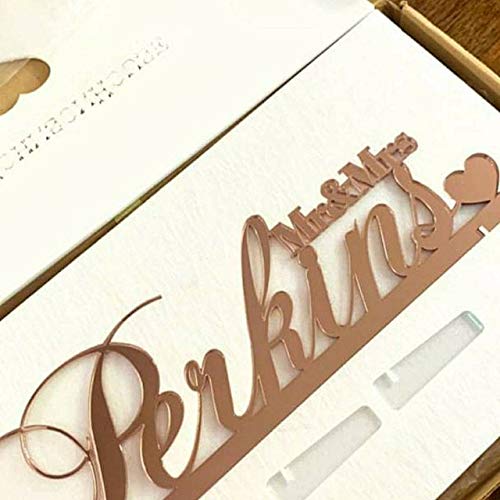 Personalized Mr & Mrs Wedding Sign with Heart - Custom Last Name Sweetheart Table Centerpiece for Wedding Reception, Anniversary Party & Romantic Decor
