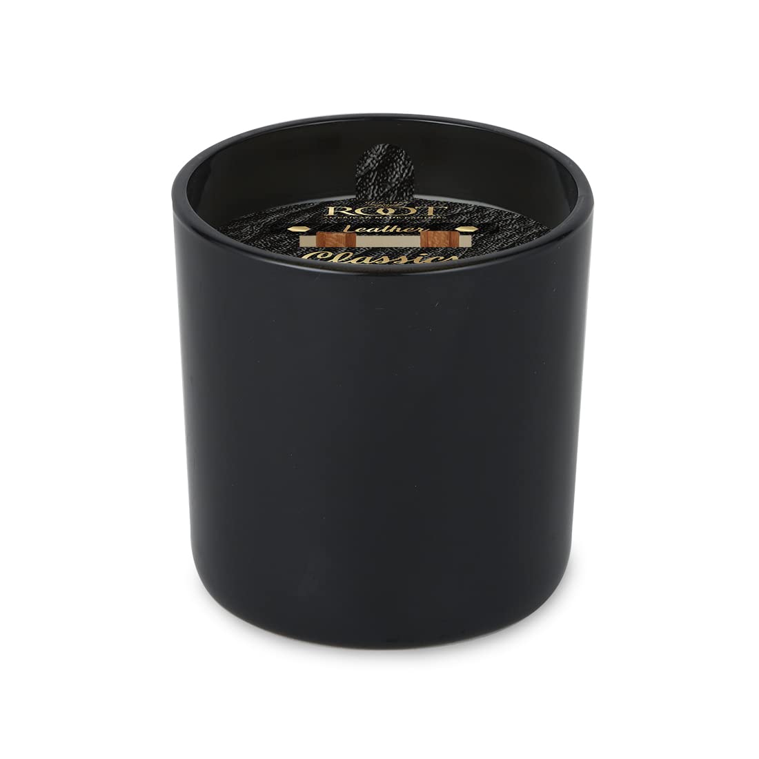 Premium USA-Made Root Candles - Classic Collection Beeswax Blend Scented Candle with Double Wood Wick (12oz, Leather Scent) for Home Decor, Relaxation & Romantic Ambiance