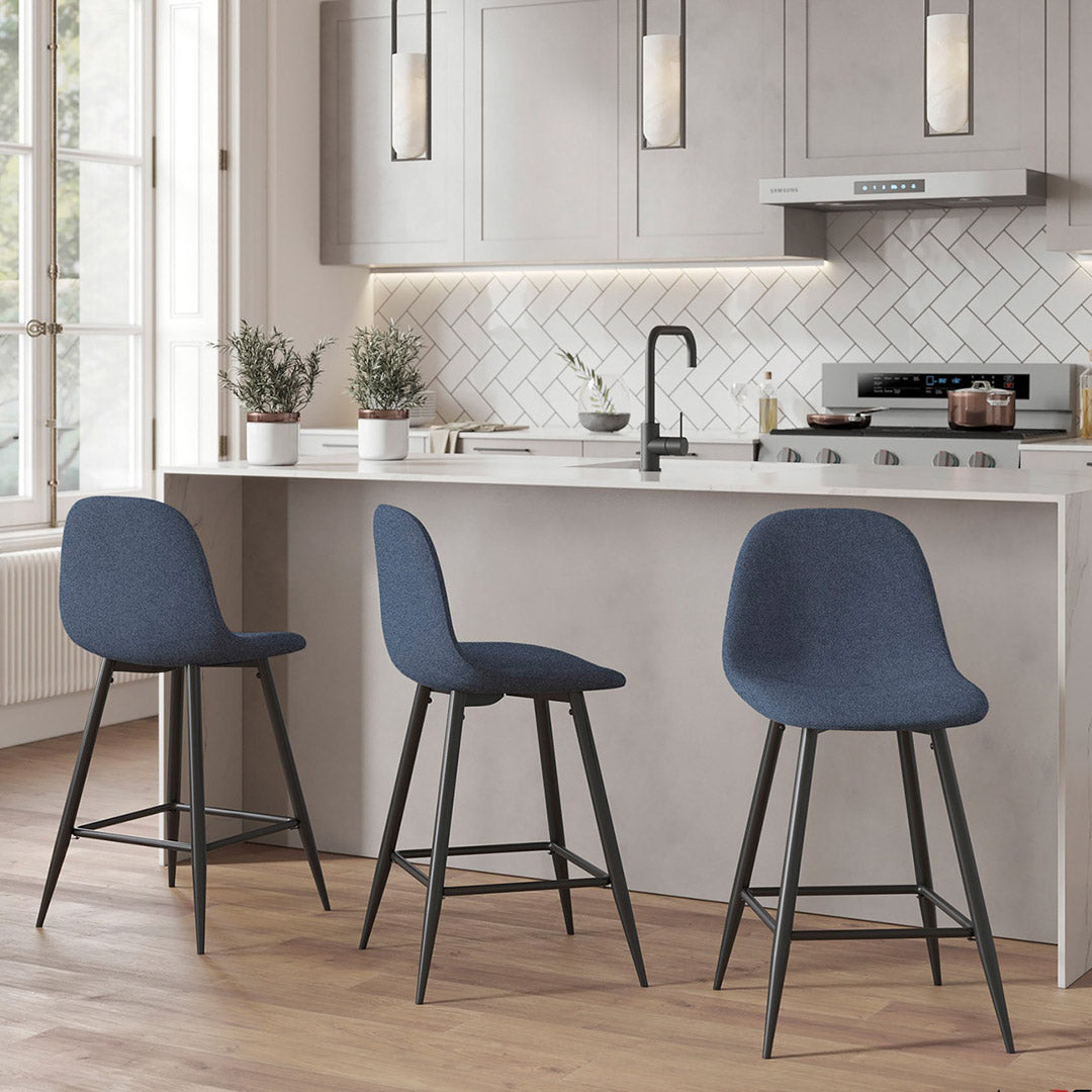 Modern Pebble Counter Stools (Set of 2) - Bar Height Kitchen Island Stools with Back Support for Dining Room, Breakfast Nook & Home Decor
