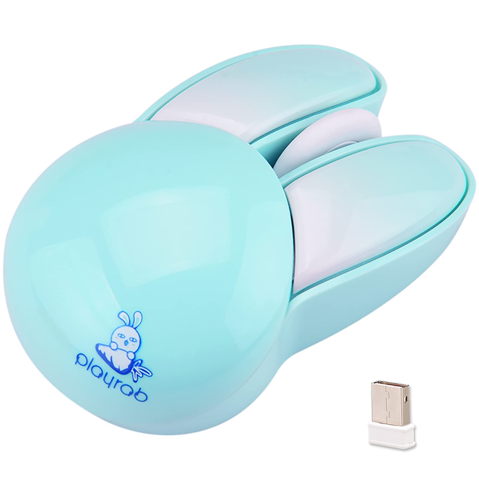 Cute Bunny Wireless Mouse - Lightweight Silent 2.4G Wireless Computer Mouse with Candy Colors, Kawaii Rabbit Design for Girls & Kids (Blue) - Perfect for Home, Office, School & Gaming