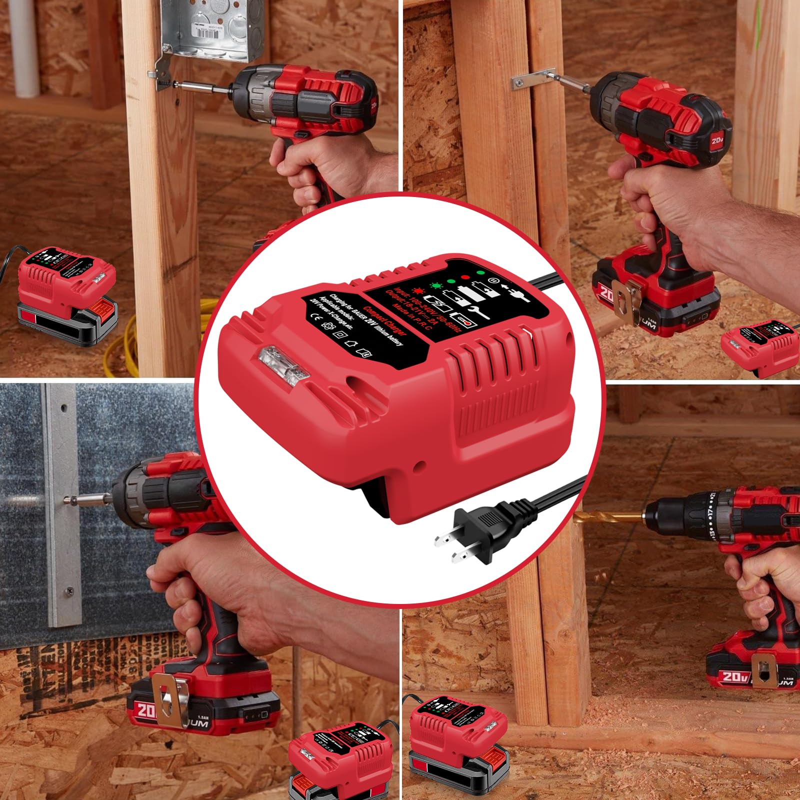 Bauer 20V Hyper.max Lithium Ion Battery Charger Replacement - 1701C-B 20V Compact Mini Charger (Battery Not Included) - Perfect for Cordless Power Tools, DIY Projects & Home Improvement
